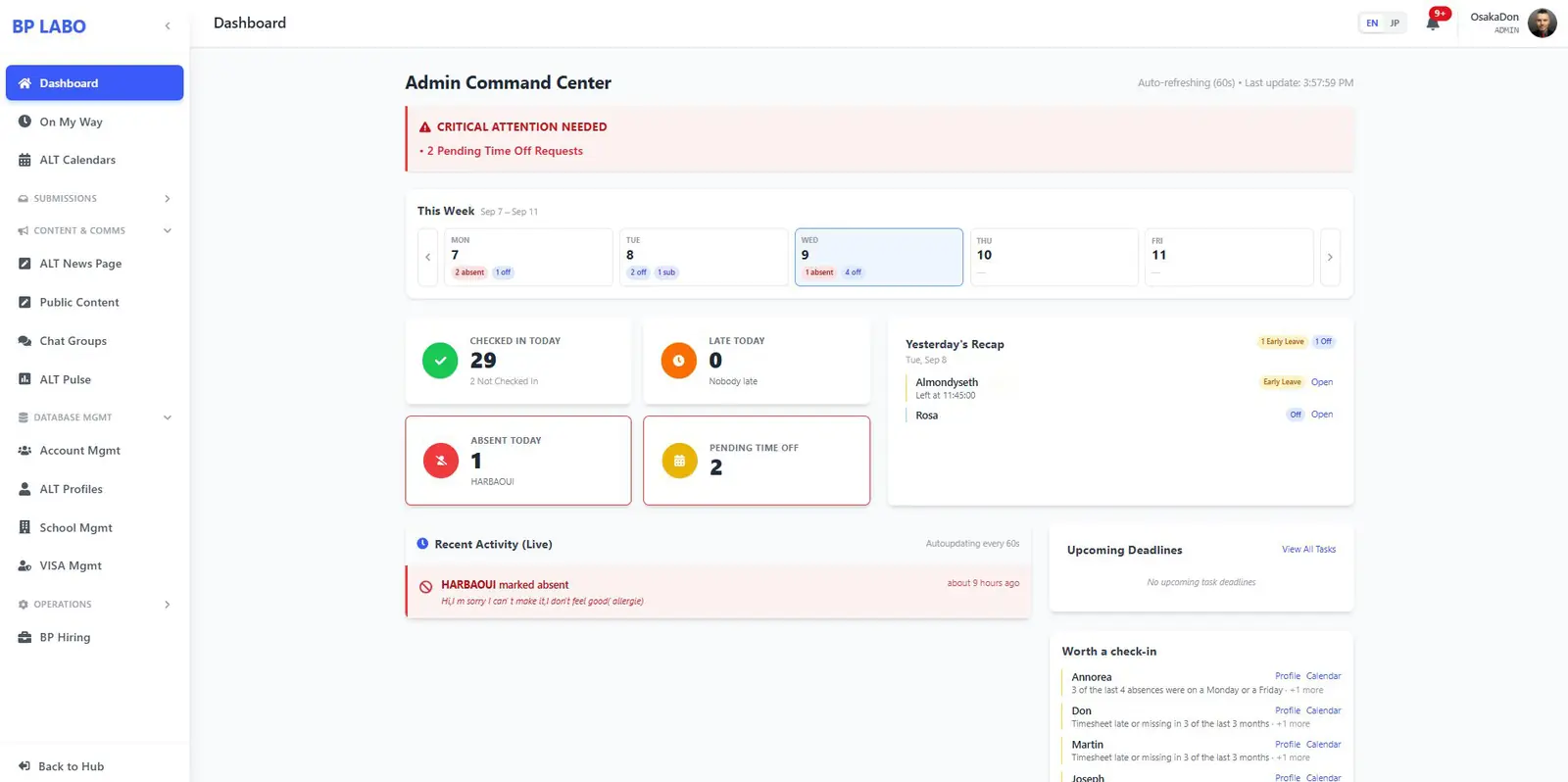 ALT Dashboard (HRIS) — 01 / 27