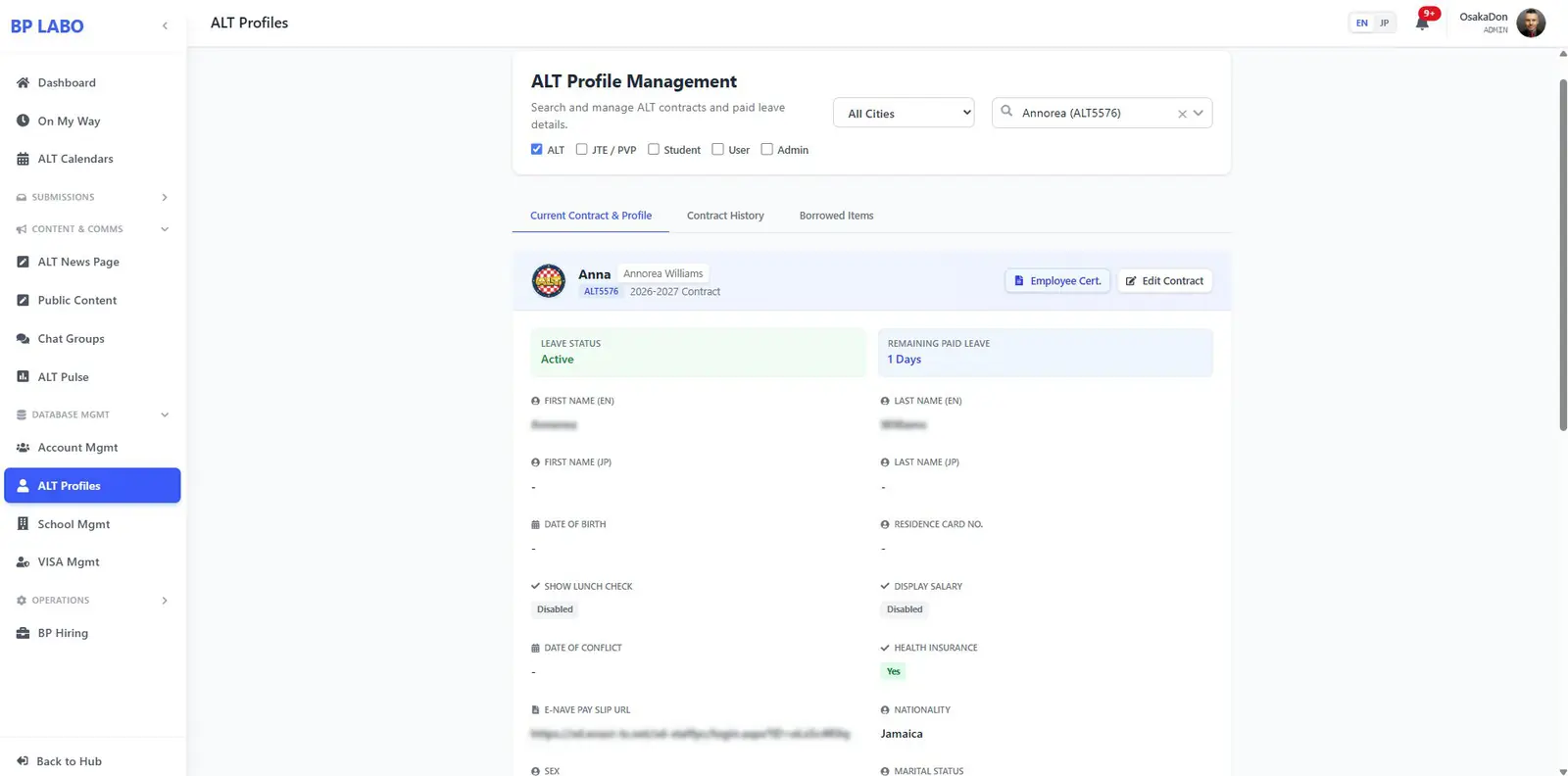 ALT Dashboard (HRIS) — 12 / 27