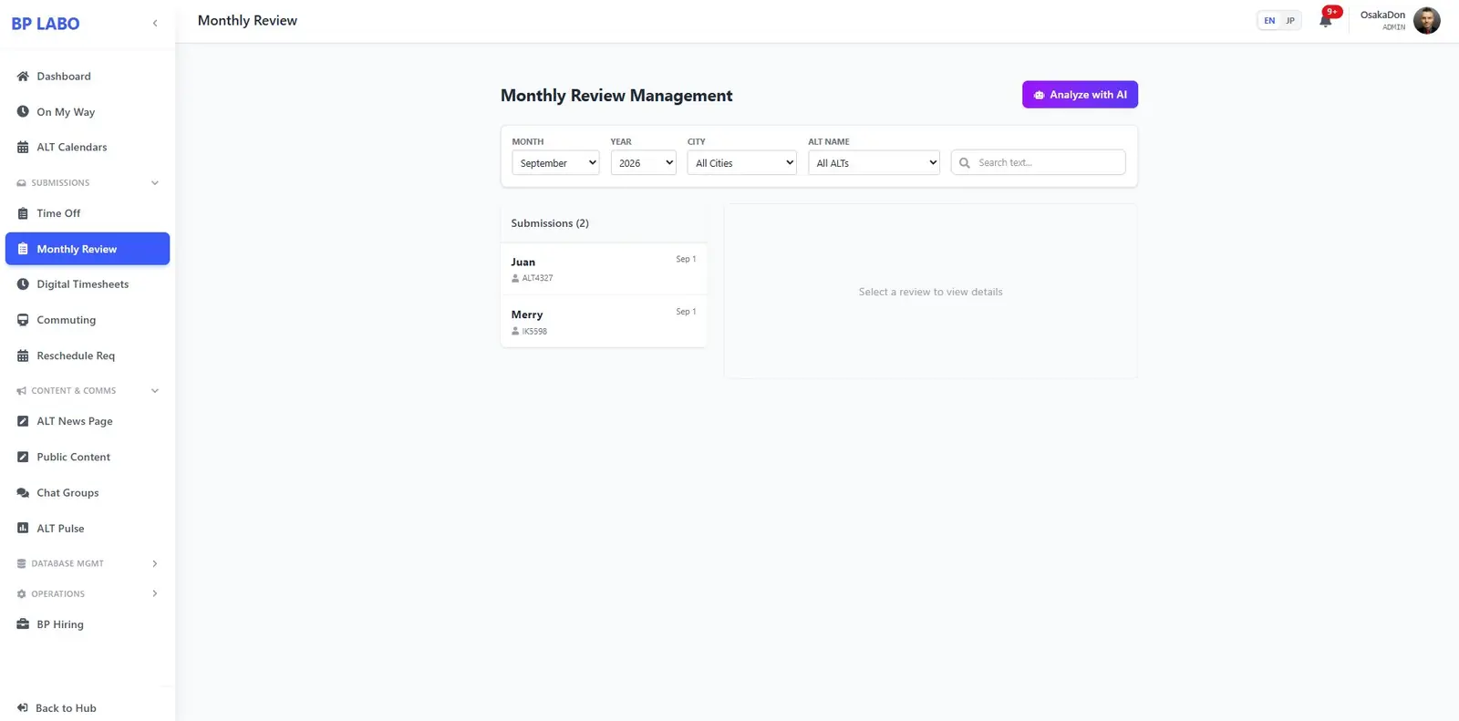 ALT Dashboard (HRIS) — 17 / 27