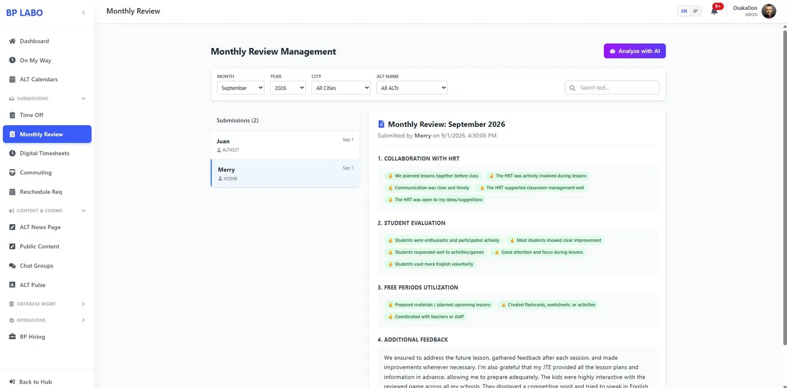 ALT Dashboard (HRIS) — 18 / 27